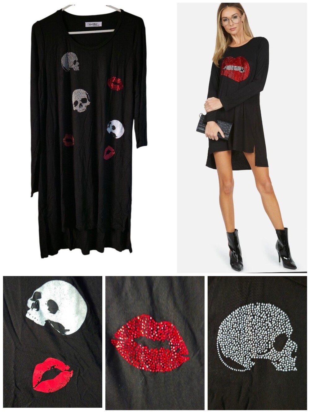 ❤️Lauren Moshi PRICE FIRM Stud Lips and Skulls adora dress